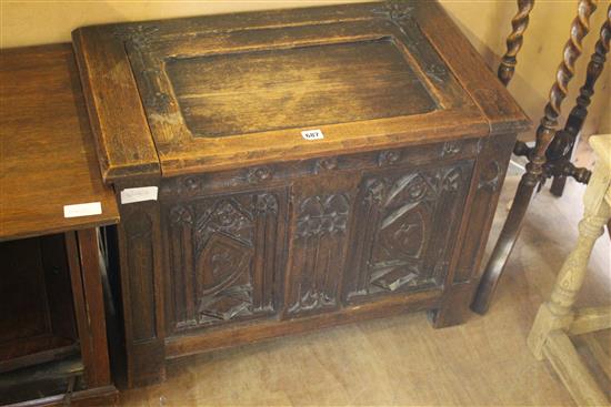 Small carved oak coffer